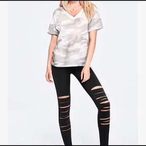 PINK High Waisted Black Slashed Ultimate Leggings